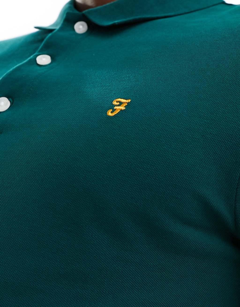 Farah blanes long sleeve polo in green Product Image