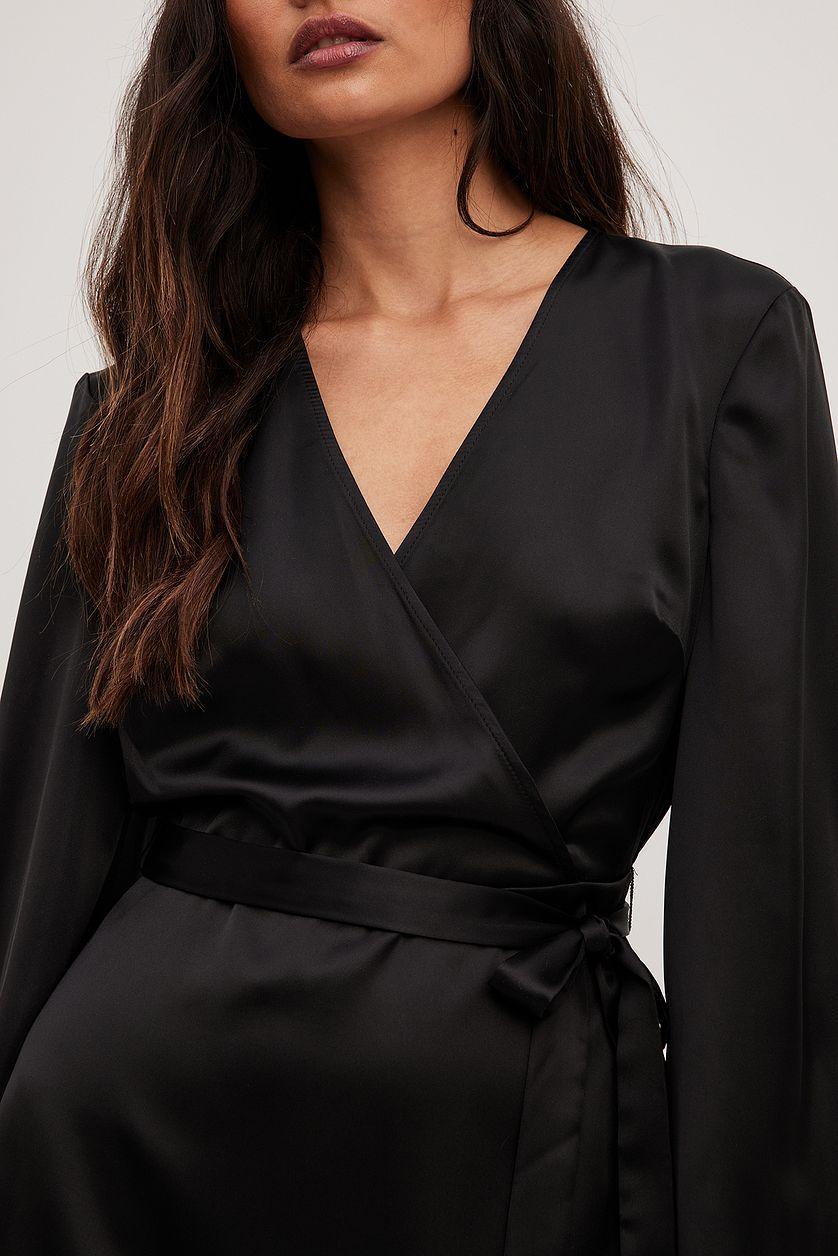 Satin Overlap Mini Dress Product Image