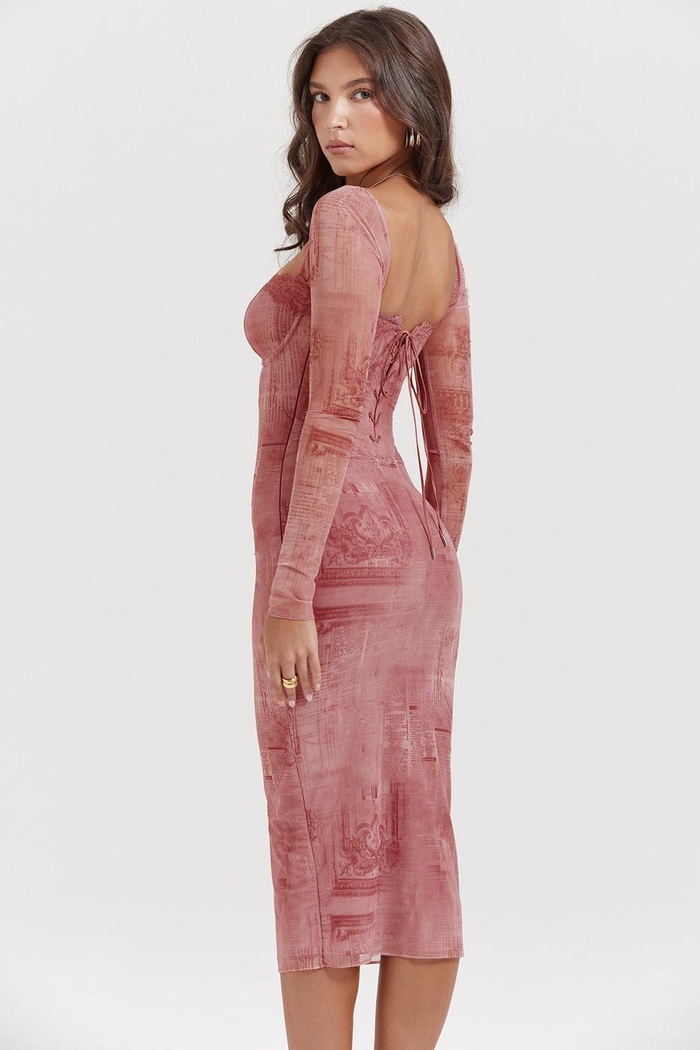 Seraphina Pink Print Corset Dress Product Image