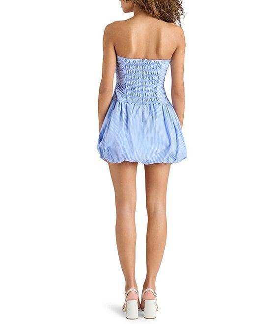 Steve Madden Gigi Poplin Stripe Print Strapless Bubble Skirt Mini Dress Product Image
