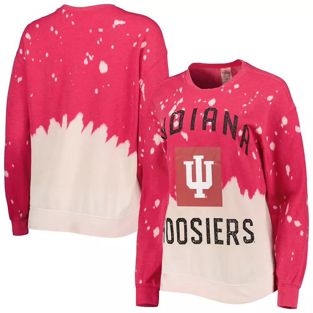 Women's Gameday Couture Crimson Indiana Hoosiers Twice As Nice Faded Dip-Dye Pullover Long Sleeve Top, Size: Small, Red Product Image
