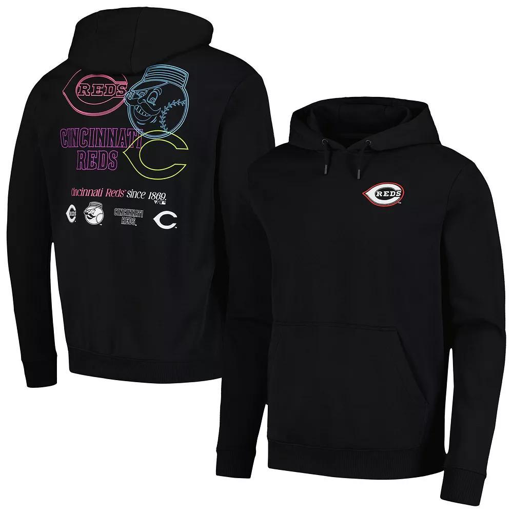 Mens Levelwear Black Cincinnati Reds Podium Vintage Pullover Hoodie Product Image