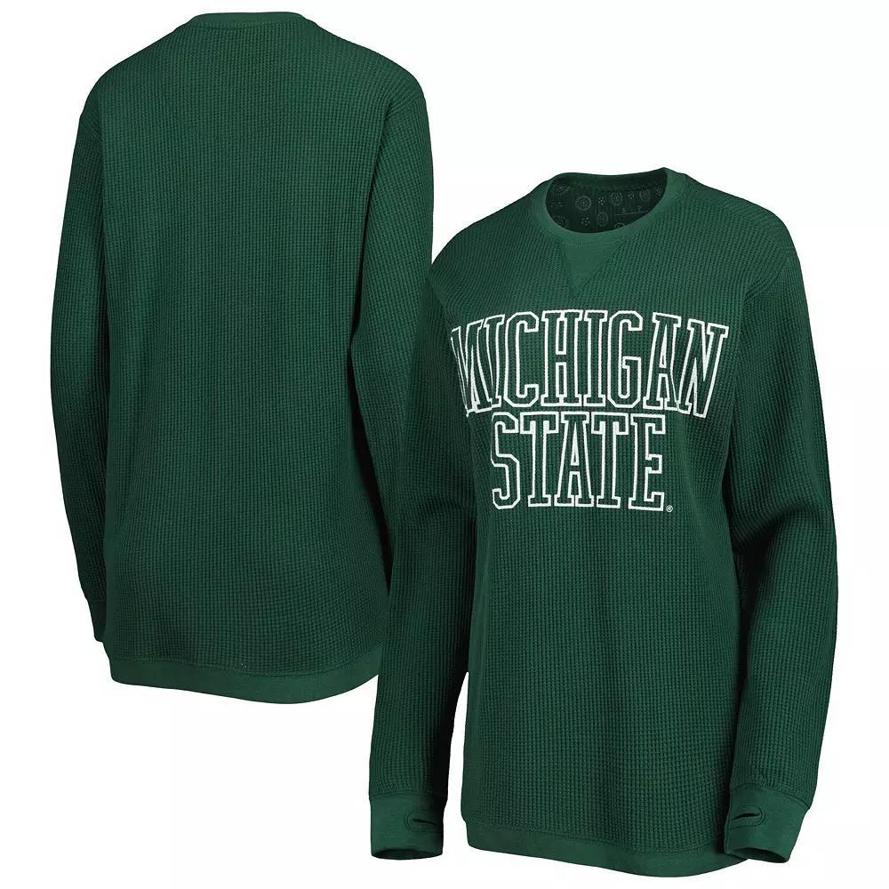 Women's Pressbox Green Michigan State Spartans Surf Plus Size Southlawn Waffle-Knit Thermal Tri-Blend Long Sleeve T-Shirt, Size: Small Product Image