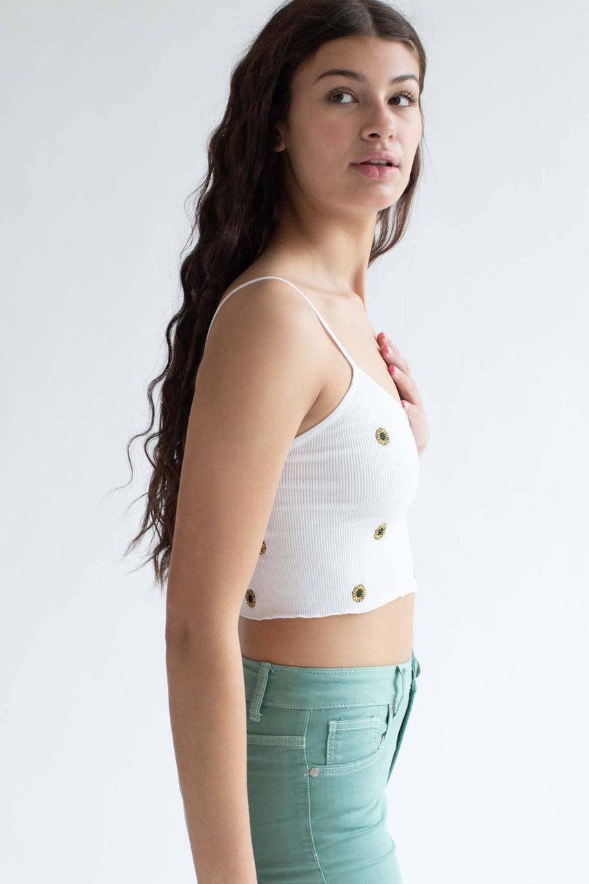 White Daisies Embroidered Seamless Cami Product Image