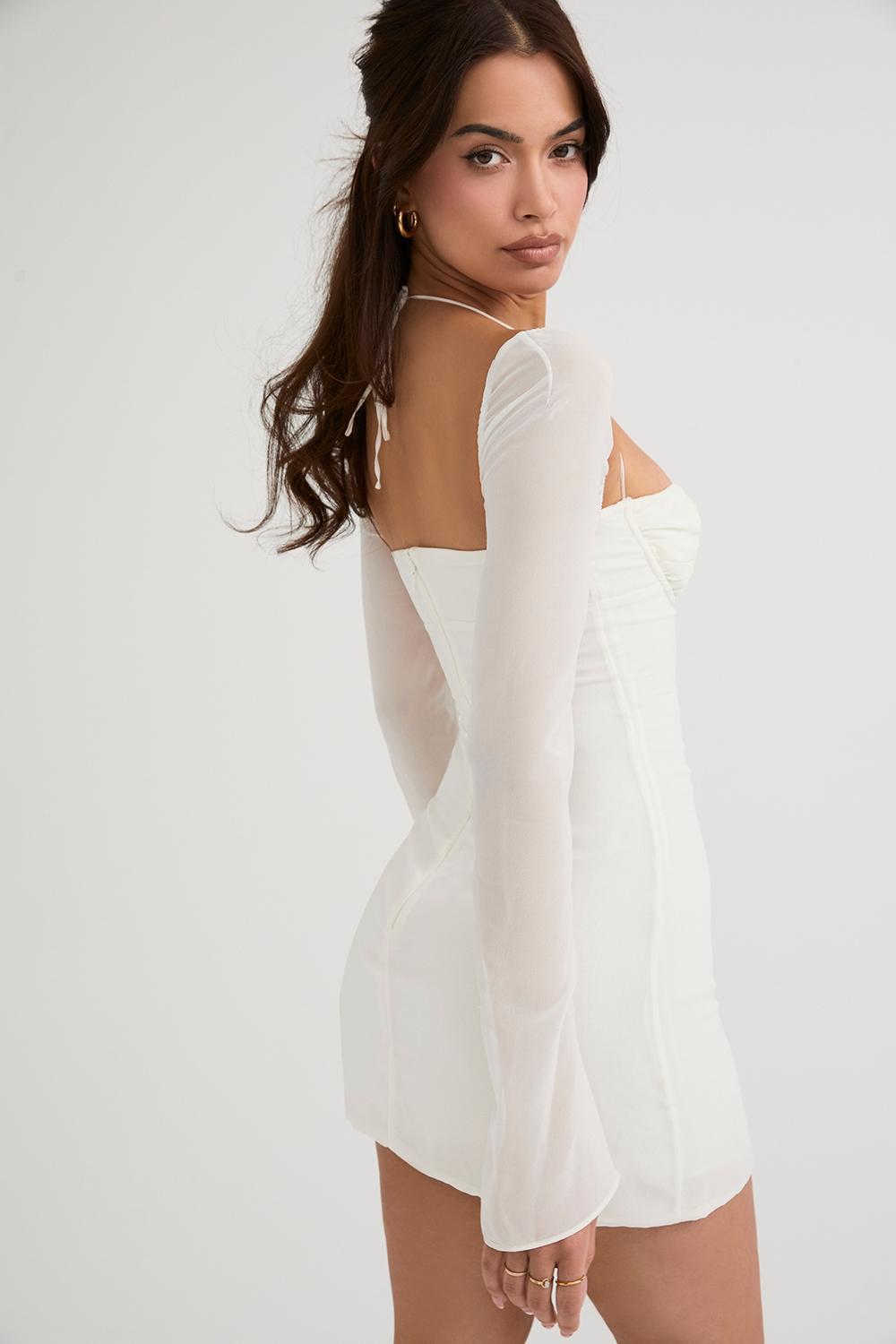 Babydoll  ivory chiffon halter mini dress Product Image