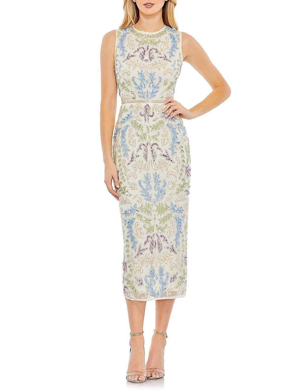 Mac Duggal Embellished Crew Neck Sleeveless Midi Dress Product Image