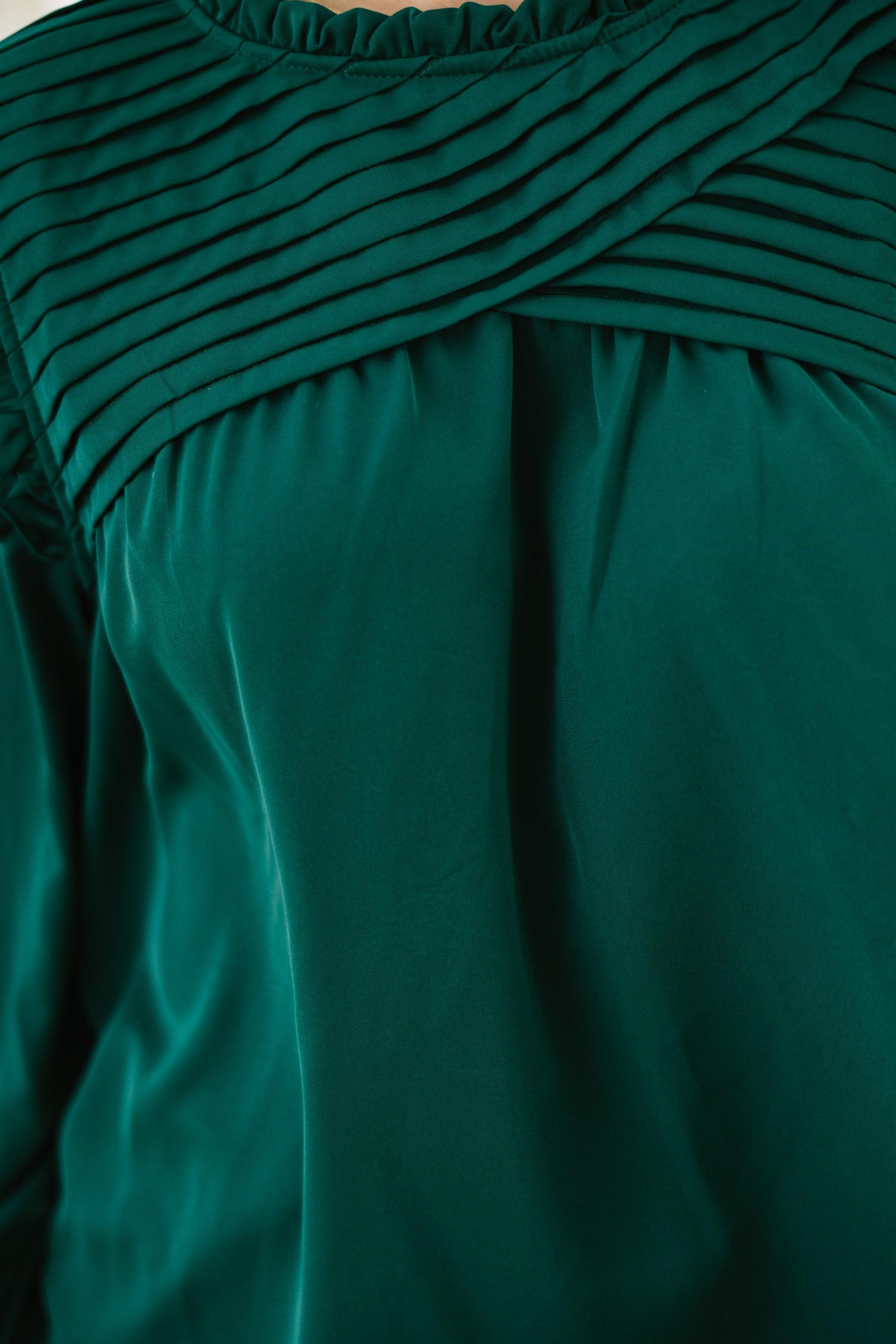 Save Your Applause Emerald Green Ruffled Blouse Female Product Image