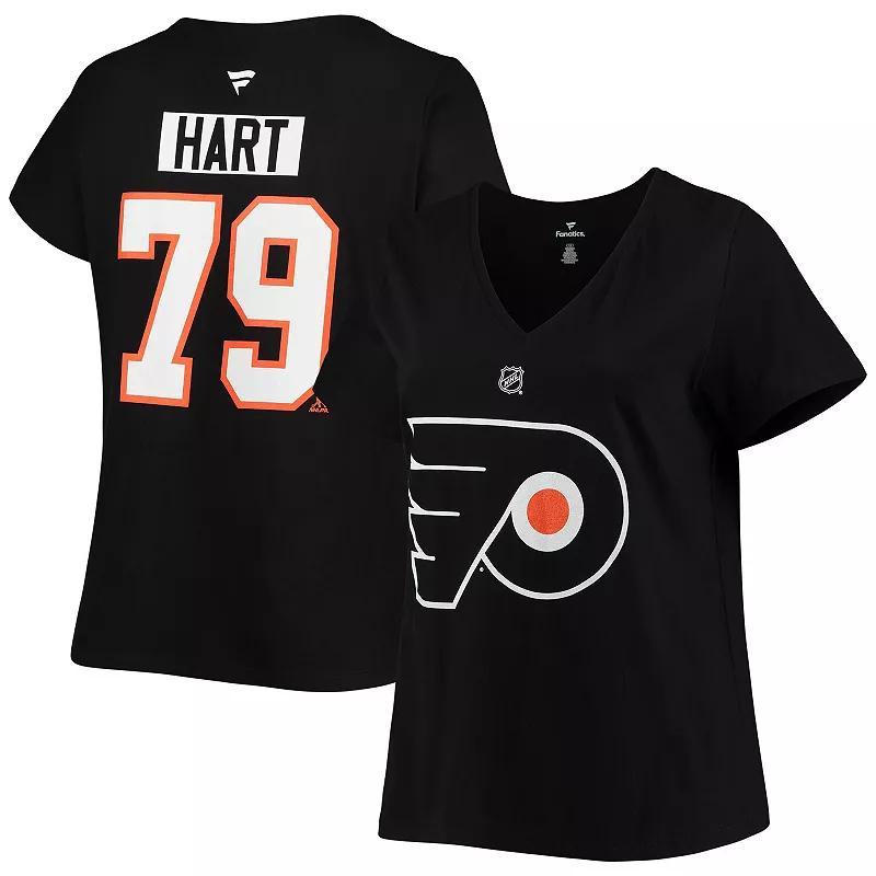 Womens Fanatics Carter Hart Black Philadelphia Flyers Plus Size Name and Number V-Neck T-shirt Product Image
