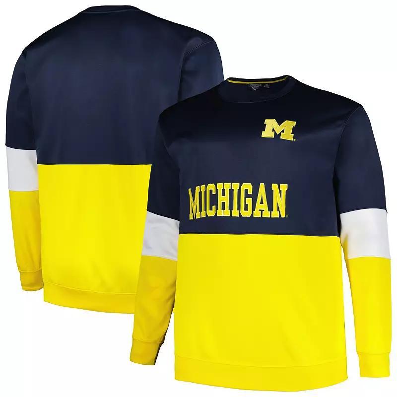 Men's Profile  Navy Michigan Wolverines Big & Tall Fleece Pullover Sweatshirt, Size: 2XB, Blue Product Image