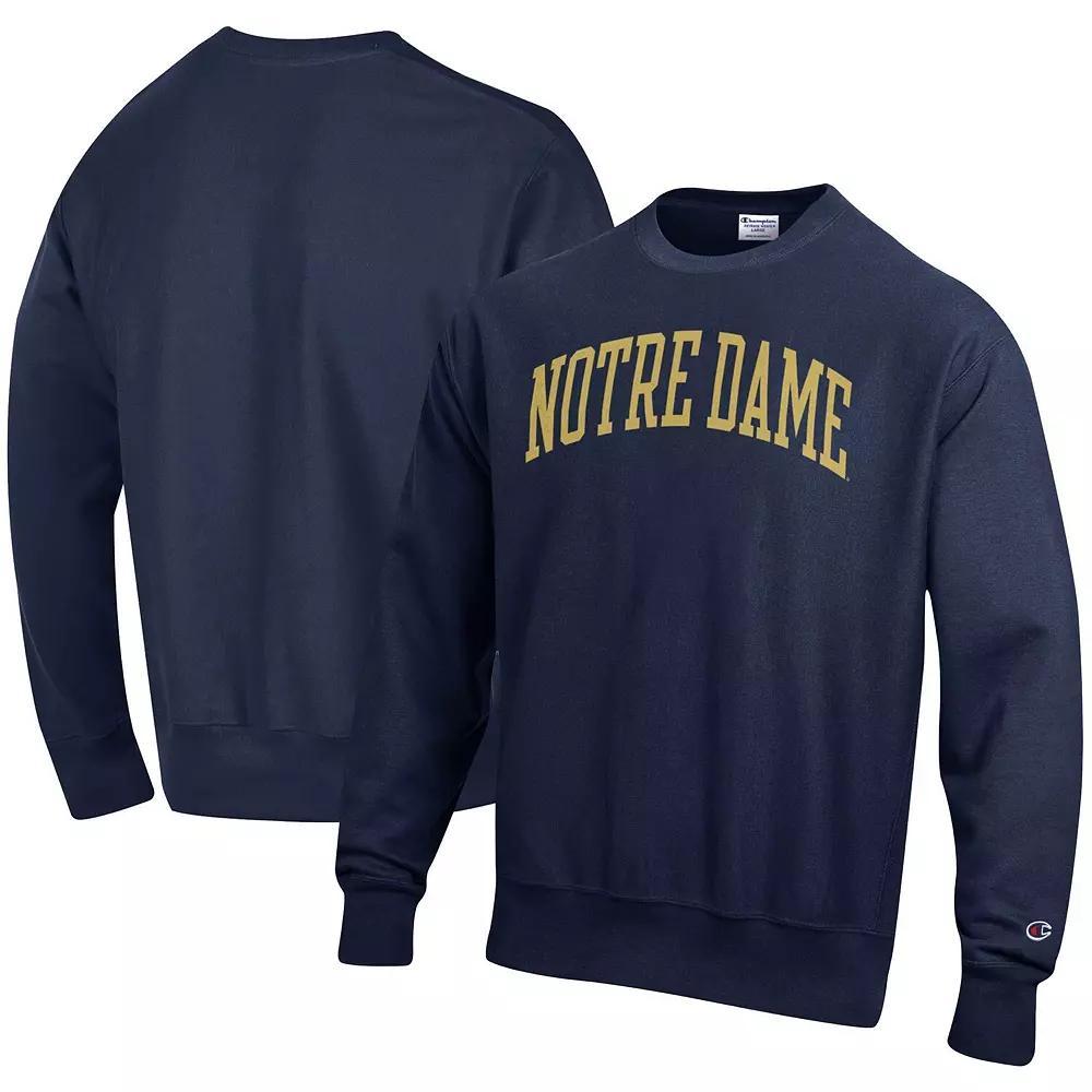 Men's Champion Navy Notre Dame Fighting Irish Arch Reverse Weave Pullover Sweatshirt, Size: Large, Blue Product Image