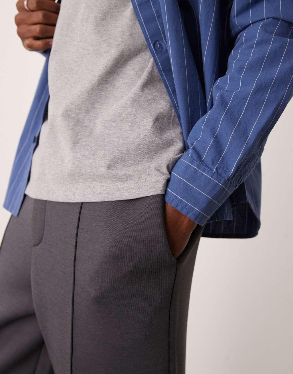 ASOS DESIGN tapered smart scuba sweatpants in gray Product Image