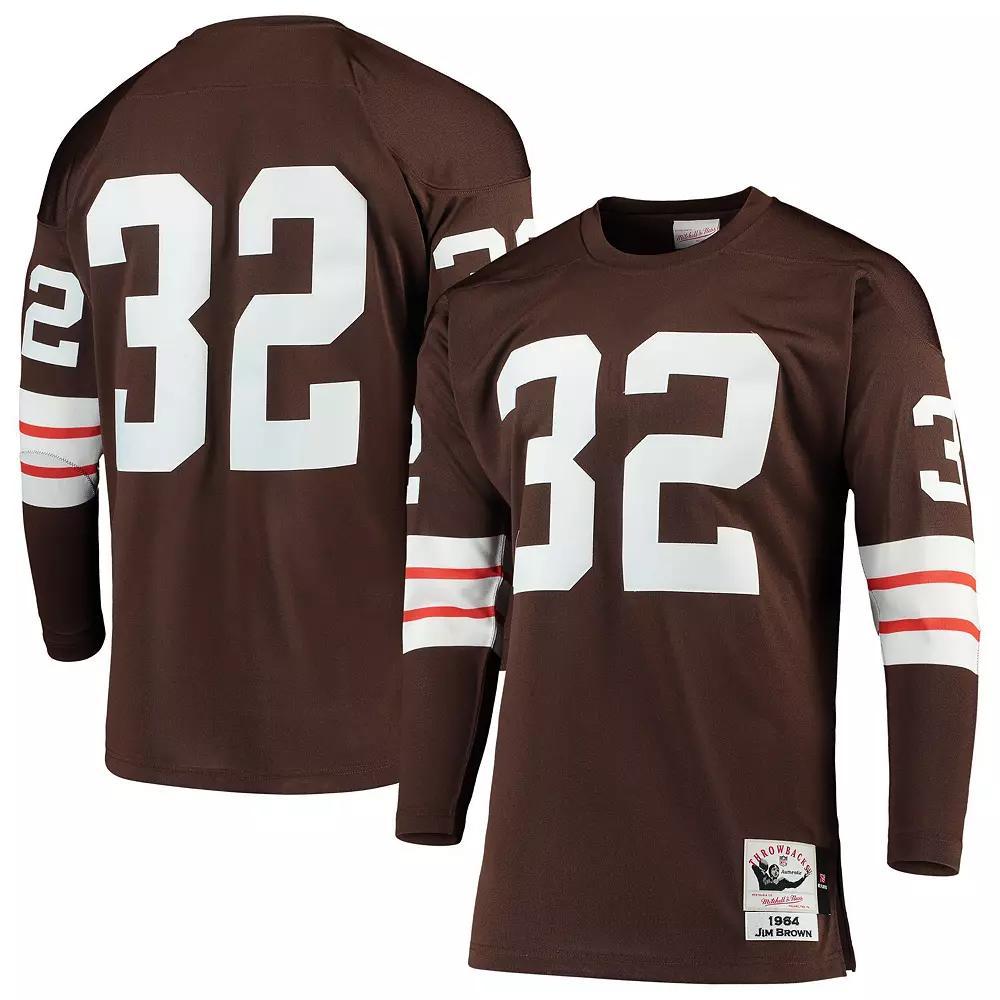 Men's Mitchell & Ness Jim Brown Brown Cleveland Browns 1964 Authentic Throwback Retired Player Jersey, Size: 40 Product Image