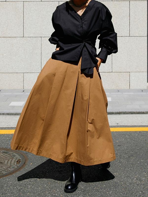 A-Line Loose Solid Color Skirts Bottoms Product Image