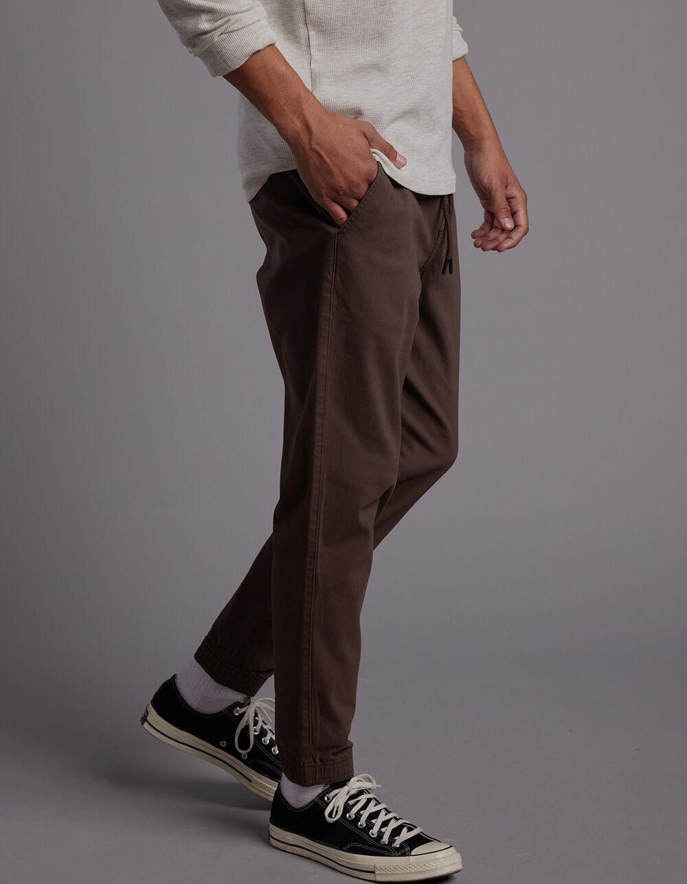 RSQ Mens Twill Jogger Pants - DARK BROWN Product Image