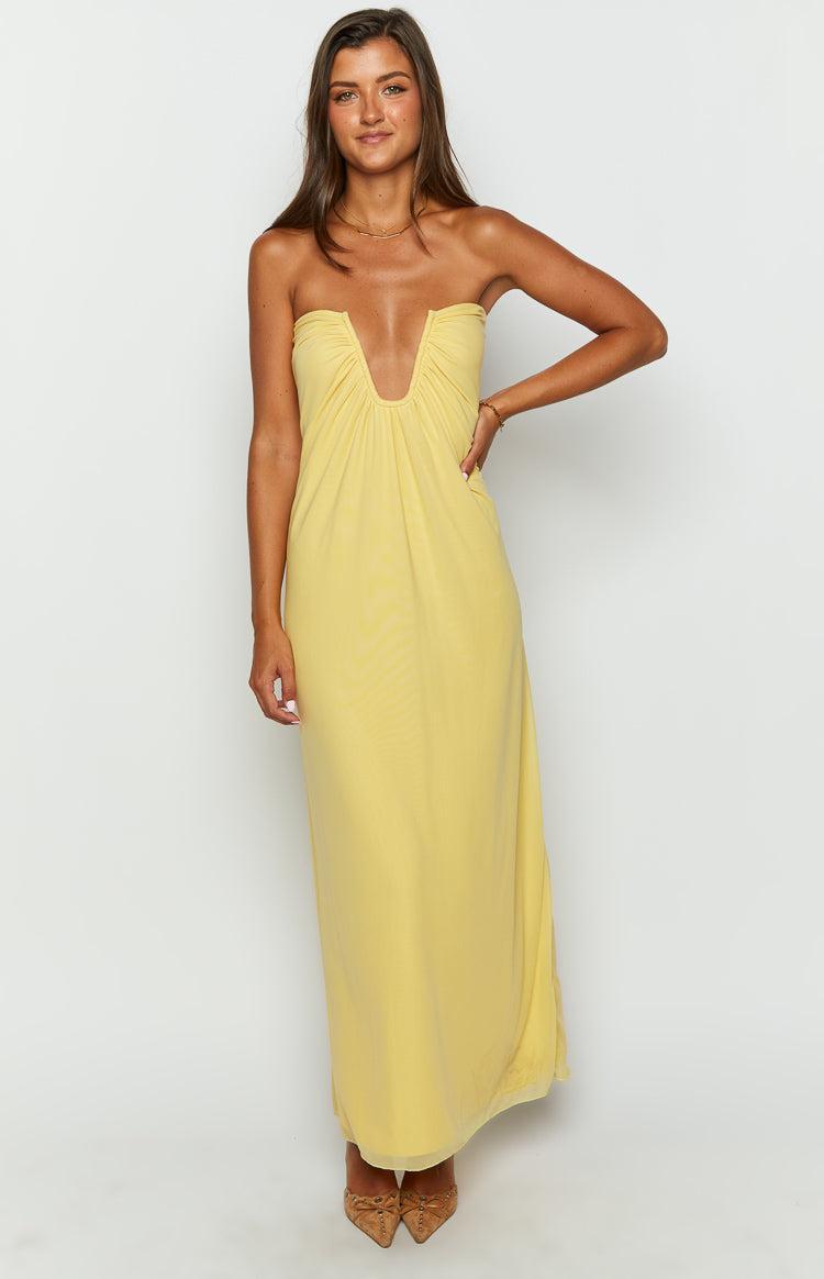 Braelyn Yellow Strapless Maxi Dress Product Image