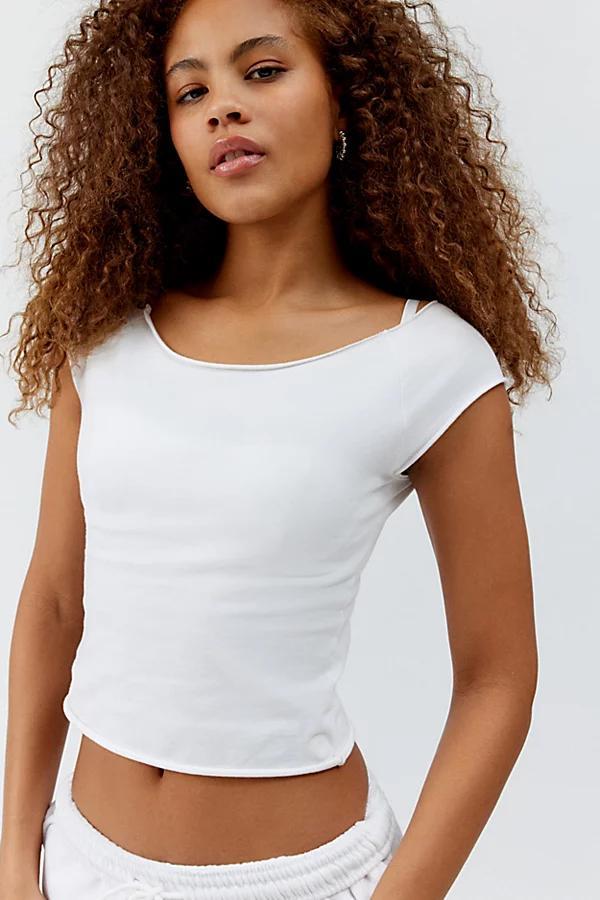 Out From Under Cotton Compression Boatneck Cropped Tee Top Womens at Urban Outfitters Product Image