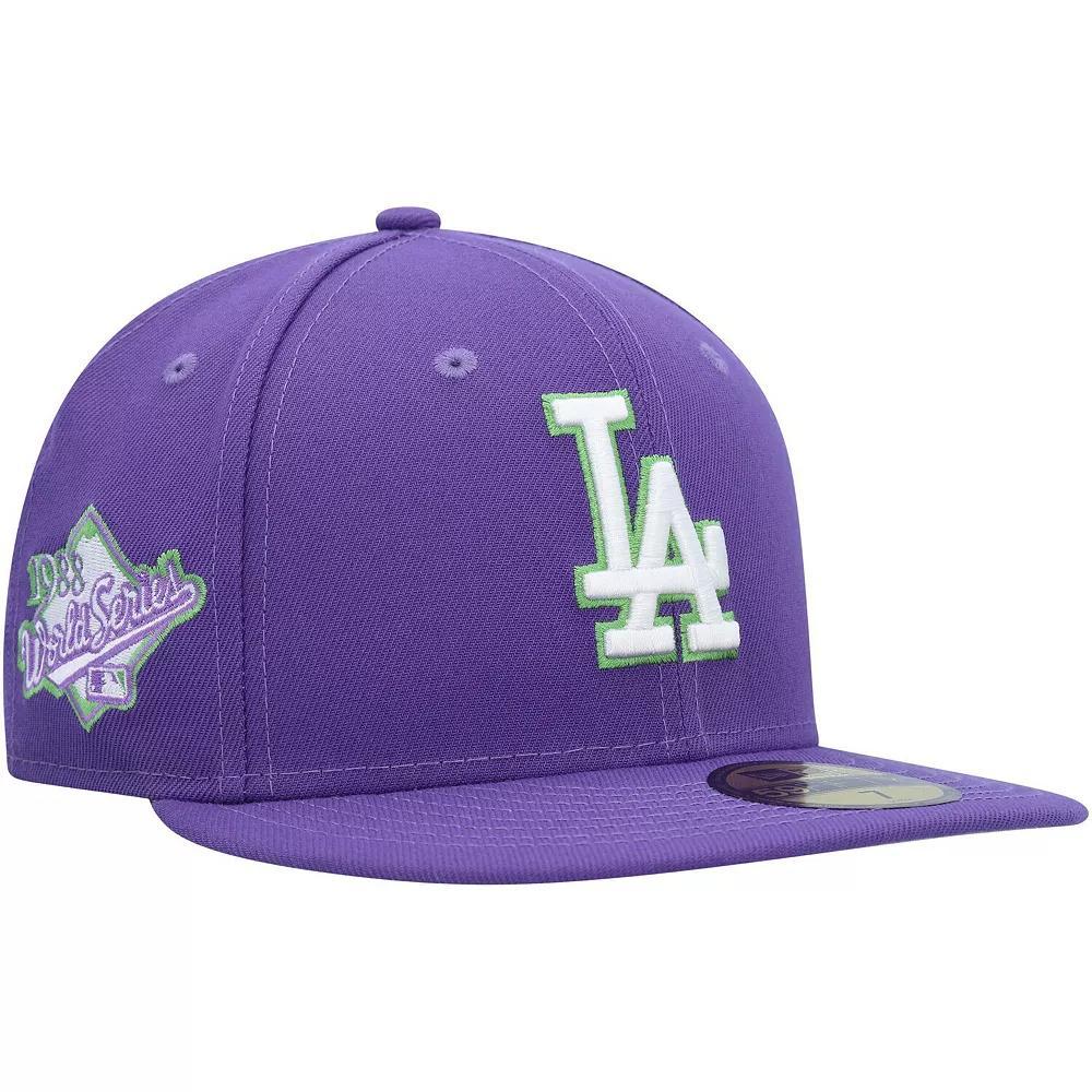 Men's New Era Purple Los Angeles Dodgers Lime Side Patch 59FIFTY Fitted Hat, Size: 7 3/8 Product Image
