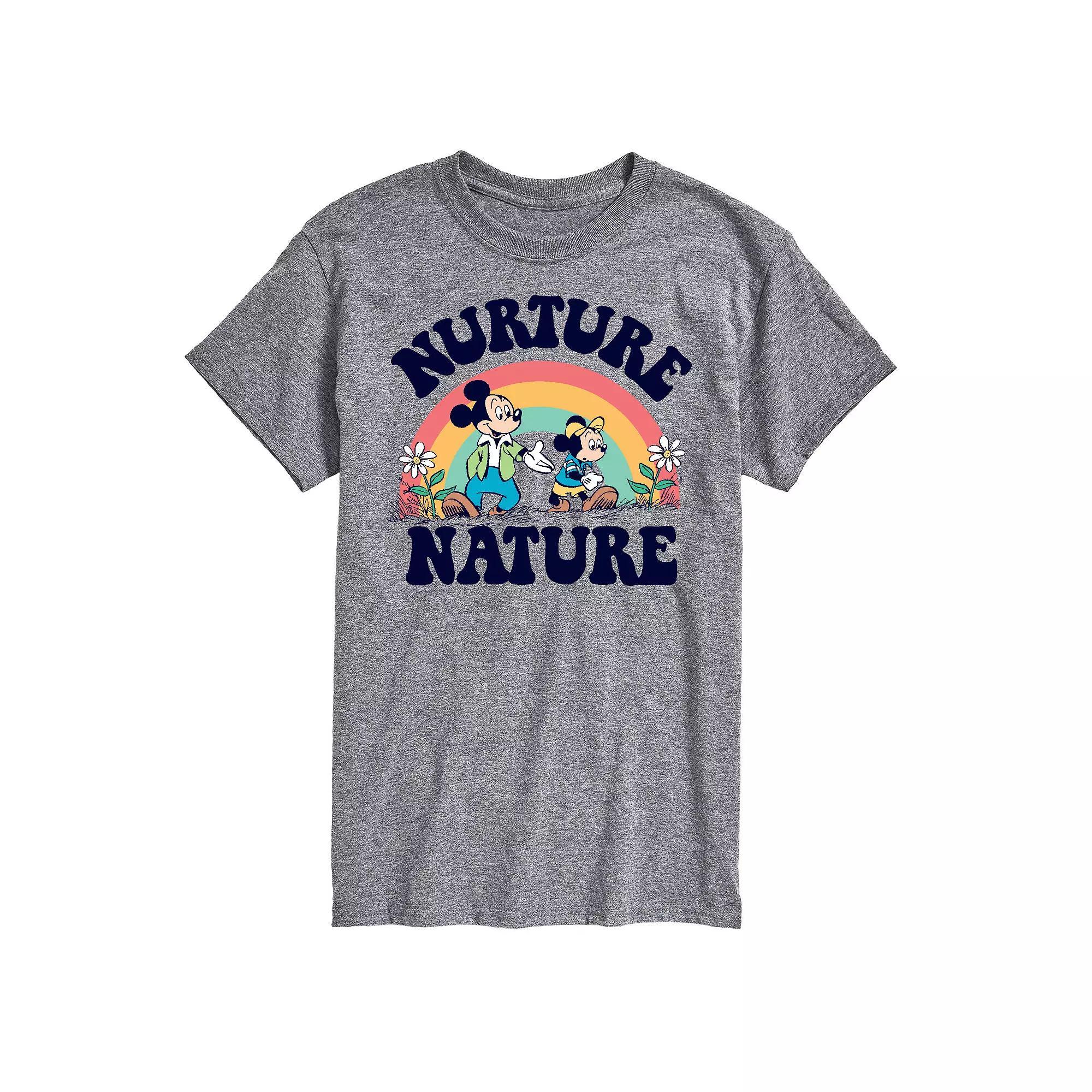 Disneys Mickey Mouse & Friends Mens Nurture Nature Graphic Tee Grey Gray Product Image