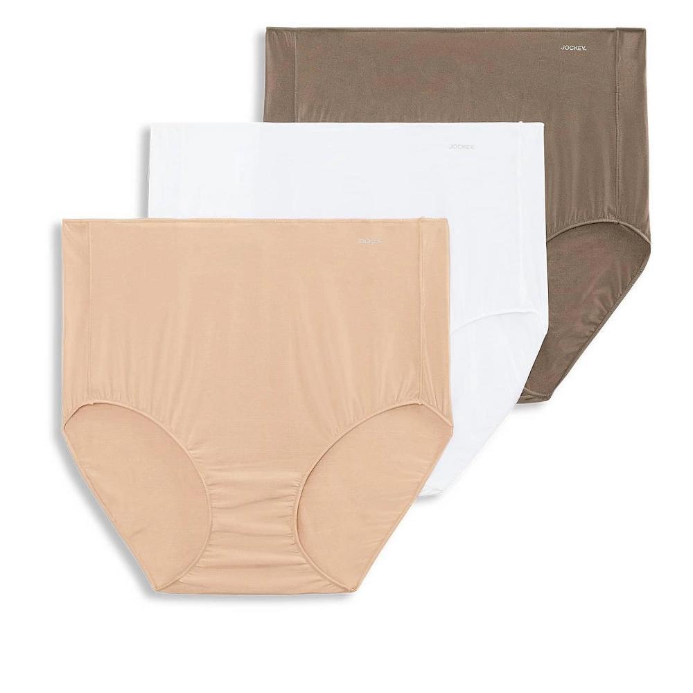 Women's Jockey® No Panty Line Promise 3-Pack Full Rise Brief Panty Set 1877, Size: 6, Deep Beige Asst Product Image