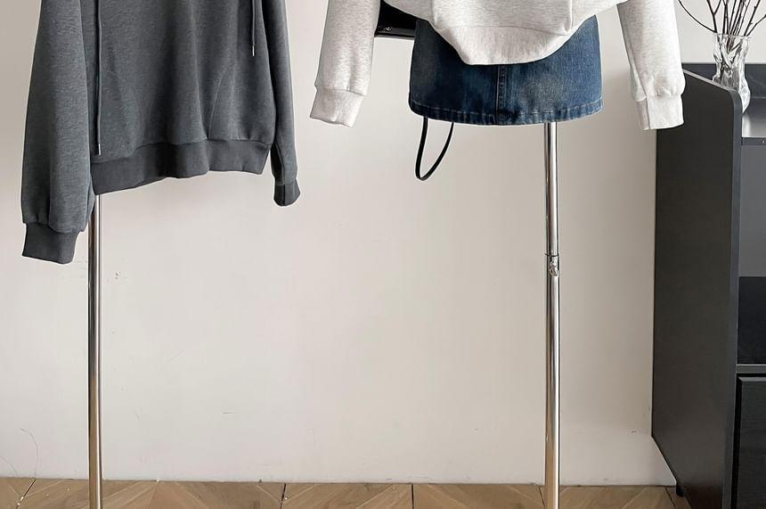 Collar Melange Drawstring Half-Zip Pullover Product Image
