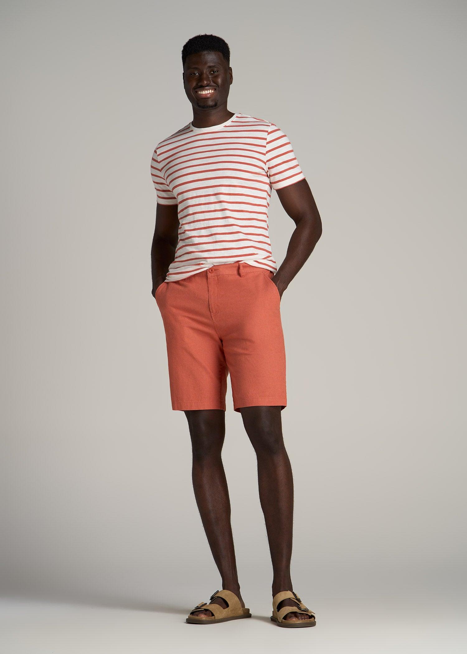 Linen Shorts For Tall Men in Driftwood Brown Product Image
