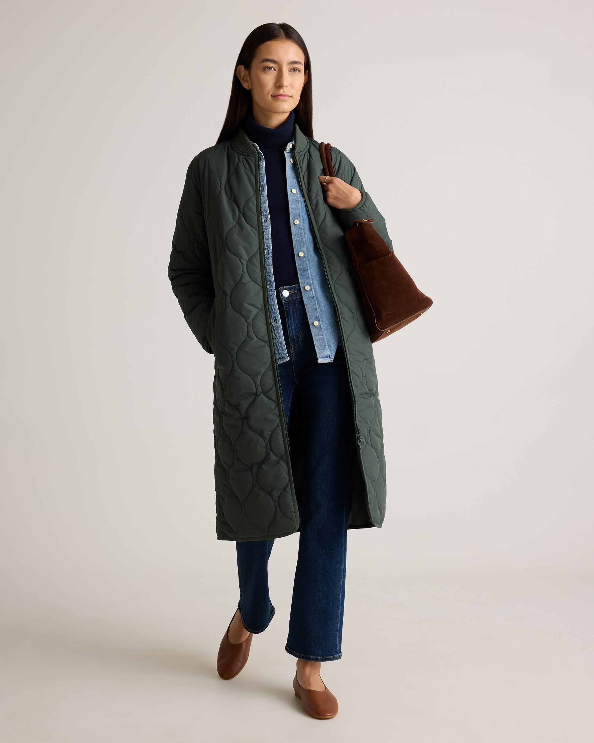 Quince | Women's Featherless Quilted Puffer Long Coat Recycled Polyester Product Image