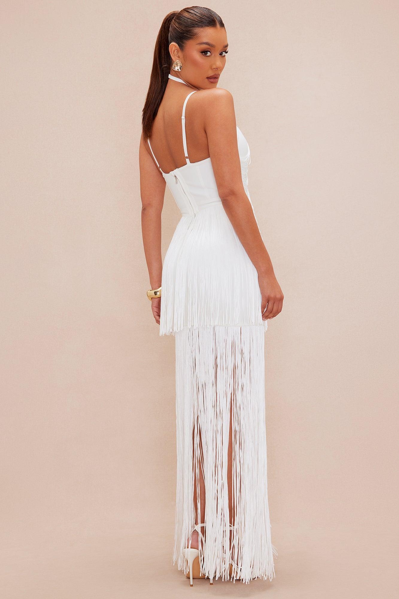 Julie Fringe Bandage Maxi Dress - White Female Product Image