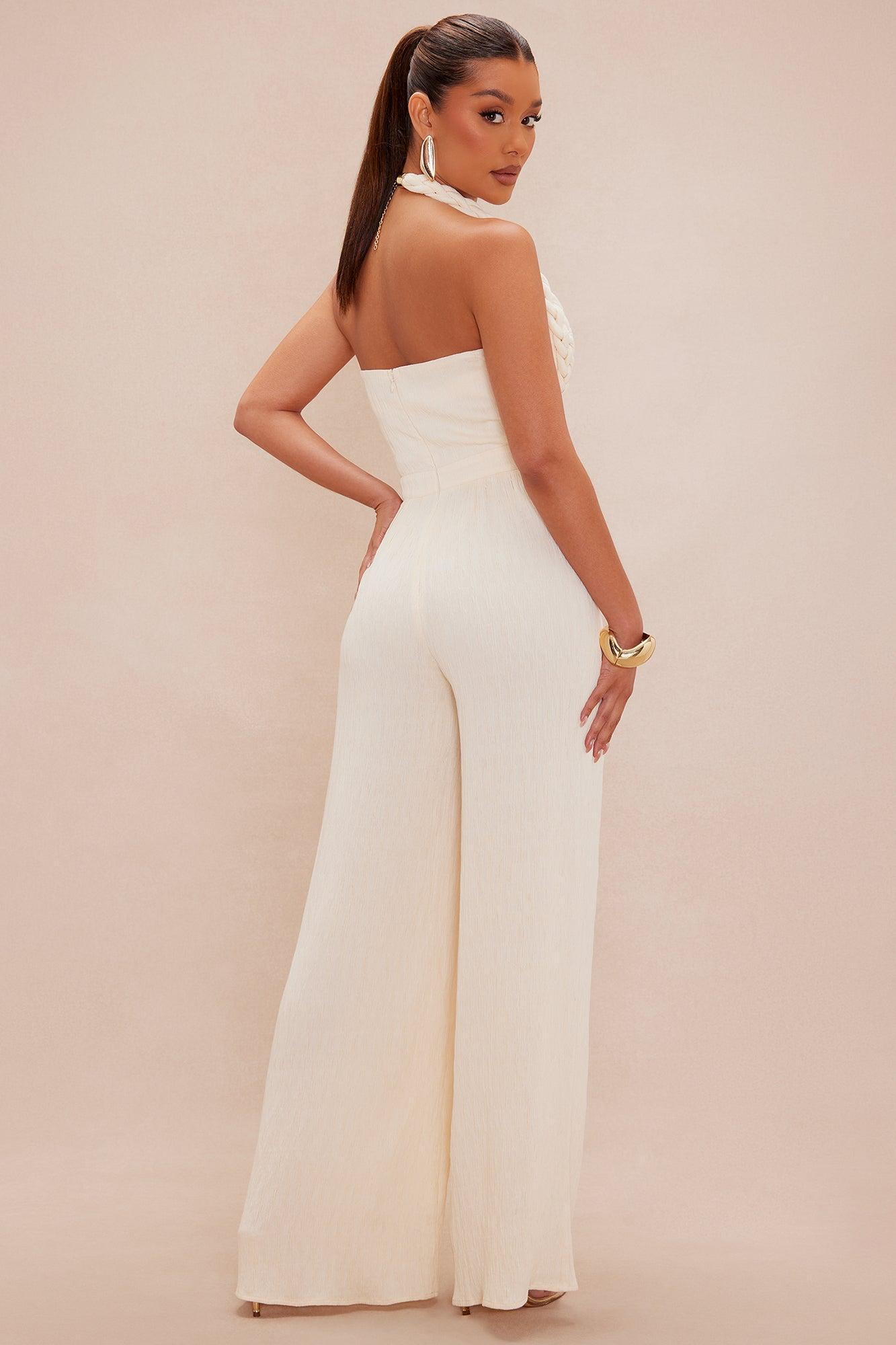 Chelsea Textured Jumpsuit - Cream Product Image