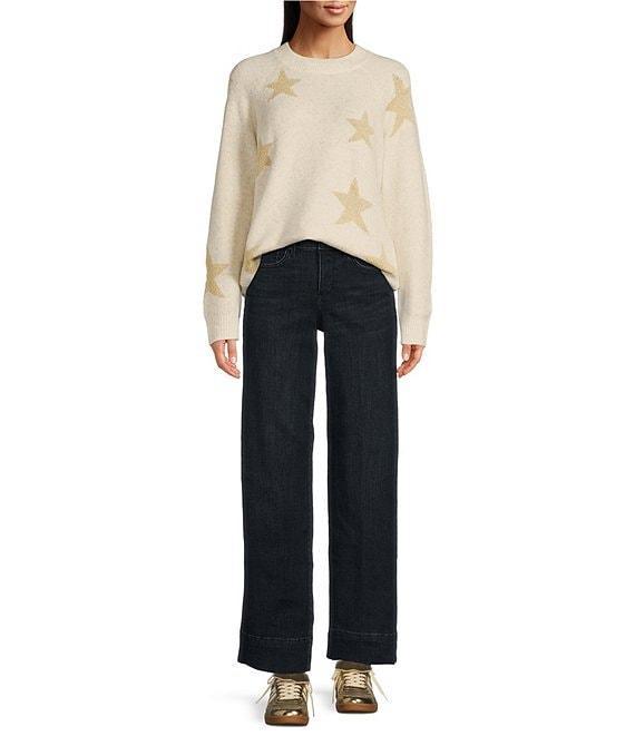 Tru Luxe Star Stretch Crew Neck Long Sleeve Pullover Product Image