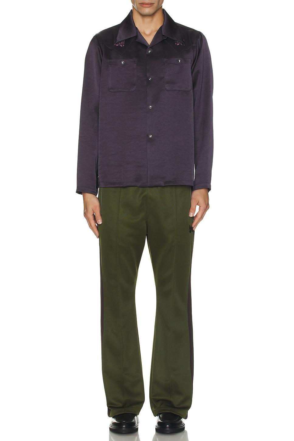Long Sleeve Cowboy One-Up Shirt Poly Sateen in Dark Purple Product Image
