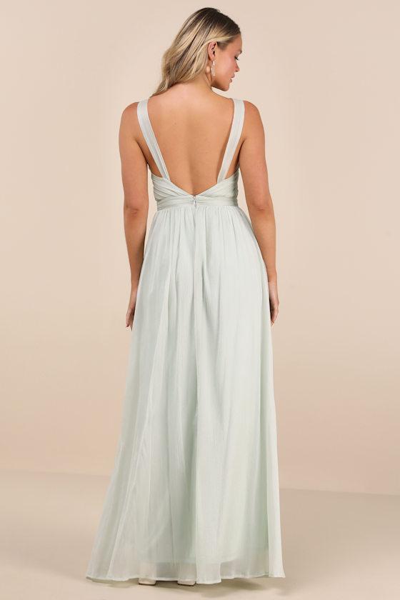 Leyton Light Sage Crinkle Knotted Backless Maxi Dress Product Image