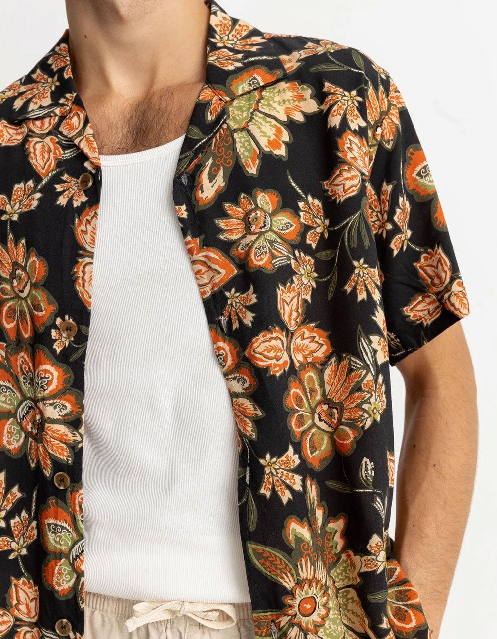 RHYTHM Arcadia Mens Button Up Shirt - BLACK COMBO Product Image