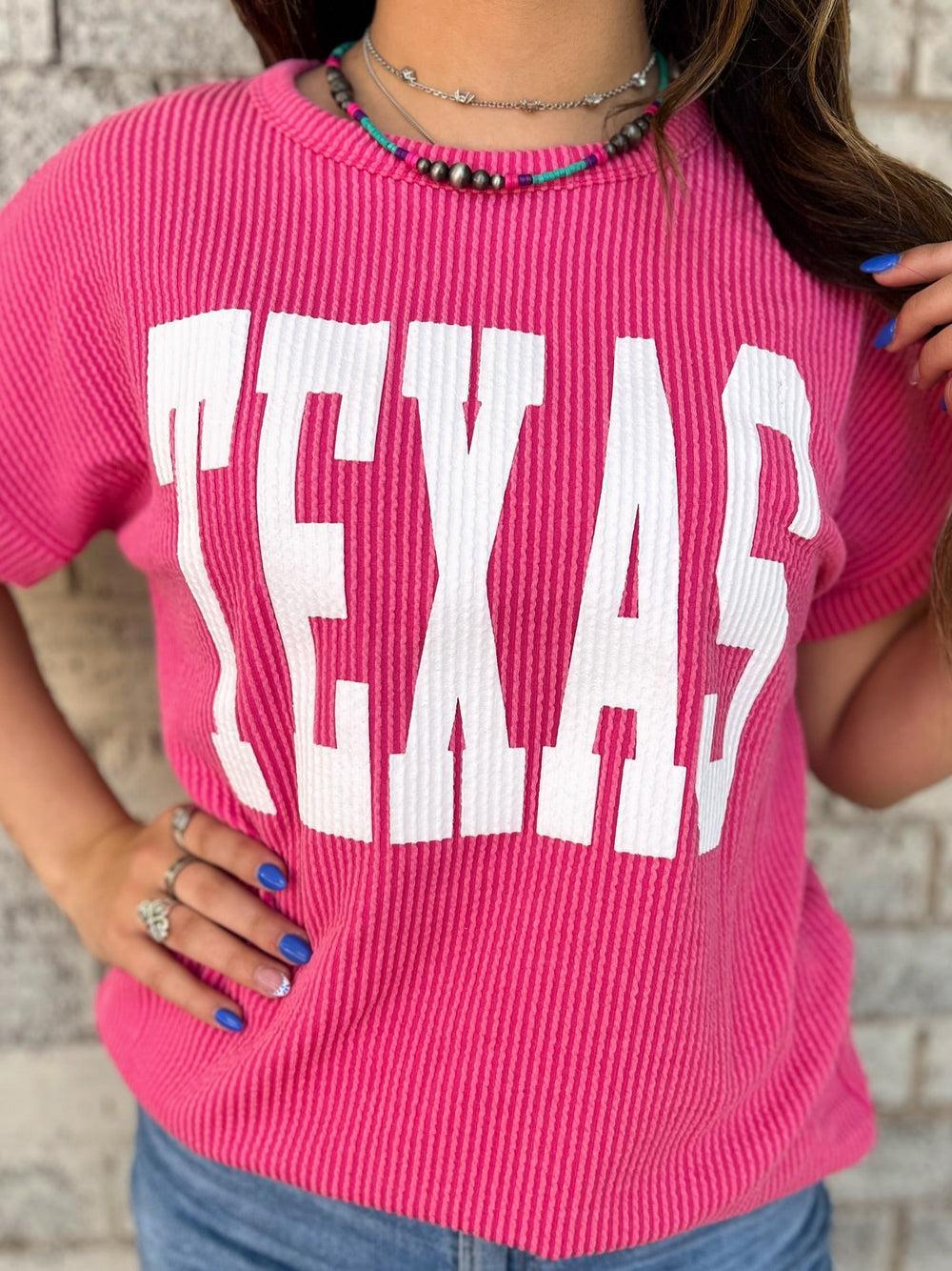 PLUS TEXAS Hot Pink Ribbed Top* Product Image