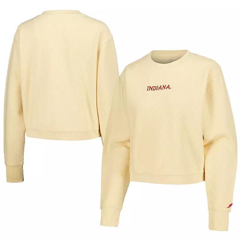 Women's League Collegiate Wear Cream Indiana Hoosiers Timber Cropped Pullover Sweatshirt, Size: Small, Beige Product Image