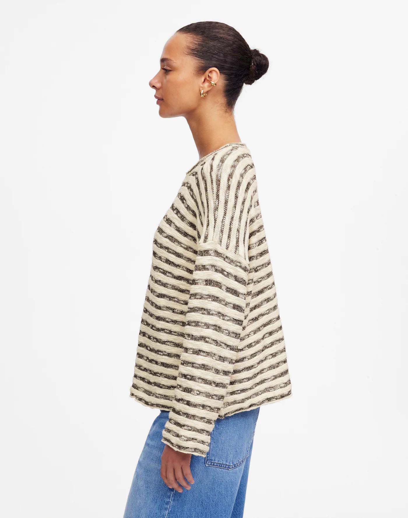 Crewneck Long-Sleeve Knit Tee in Stripe Product Image