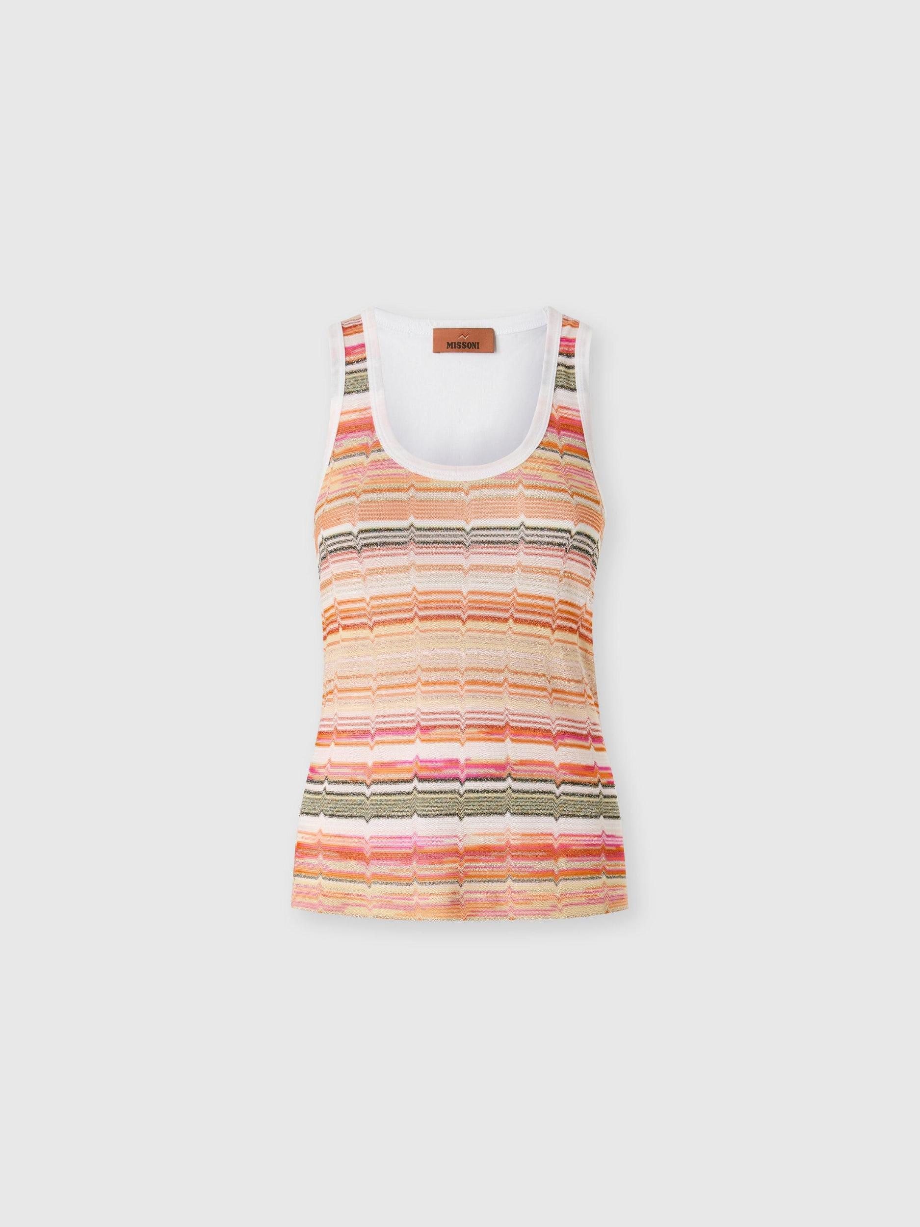 Tank top with knitted insert in greek lamé motif Product Image