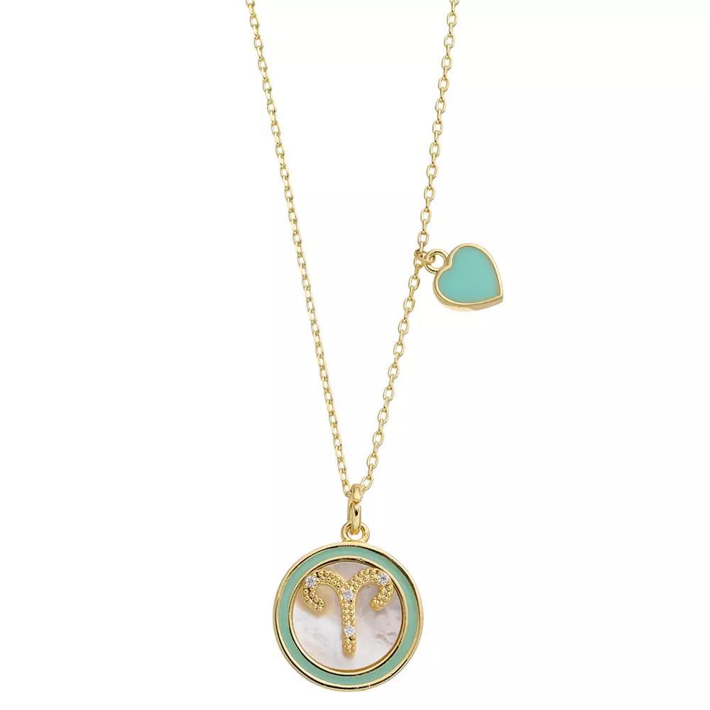 City Luxe Mother of Pearl Pisces Gold Pendant Necklace, Womens Silver Tone Capricorn Product Image