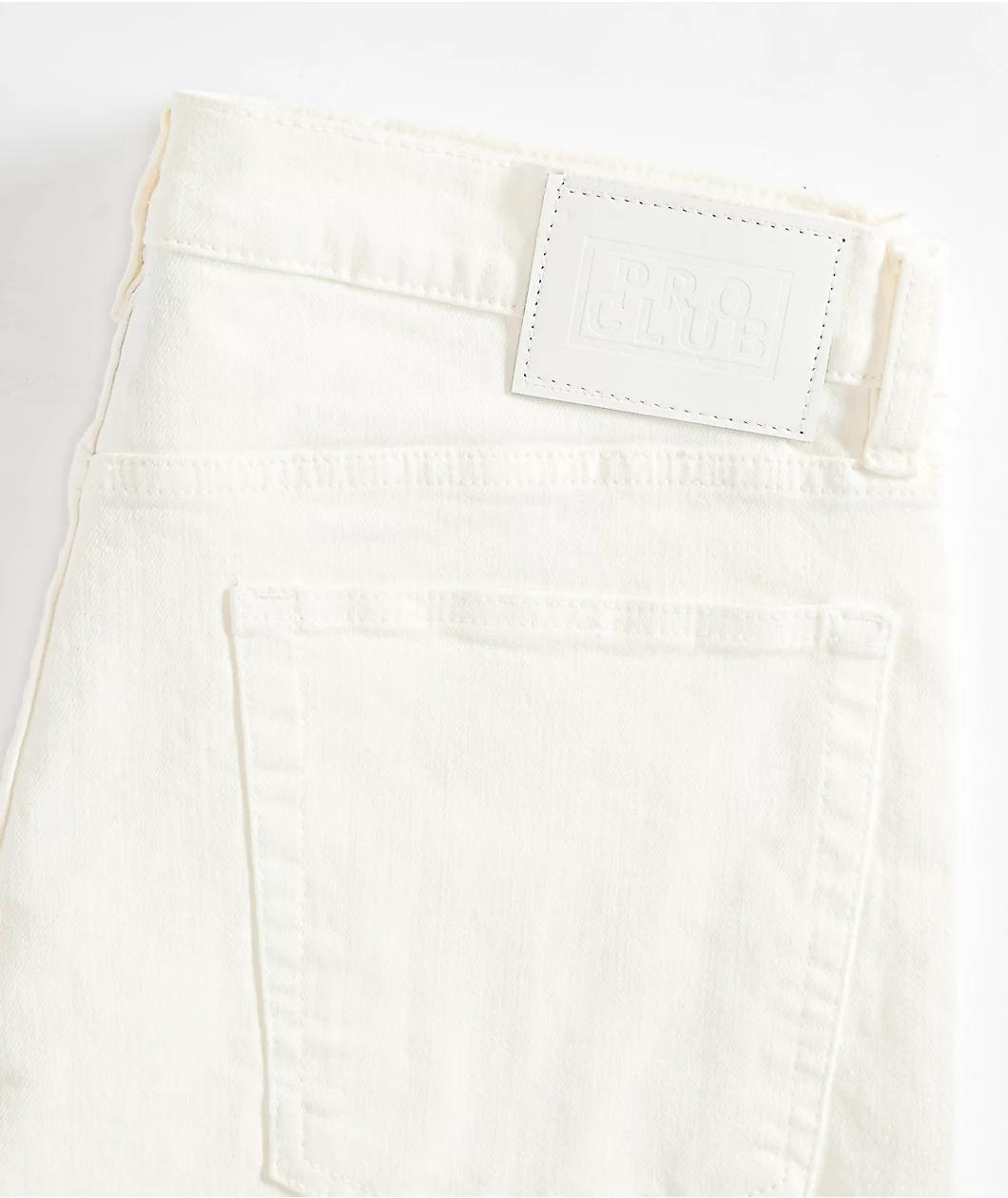 Pro Club Heavyweight Relaxed Snow White Denim Shorts Product Image