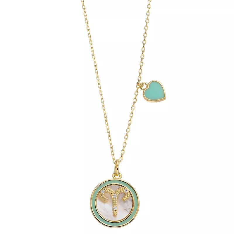 City Luxe Mother of Pearl Pisces Gold Pendant Necklace, Womens Silver Tone Capricorn Product Image