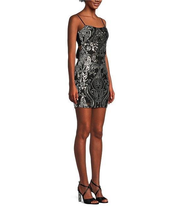 B. Darlin Sequin Spaghetti Straps Bodycon Dress Product Image