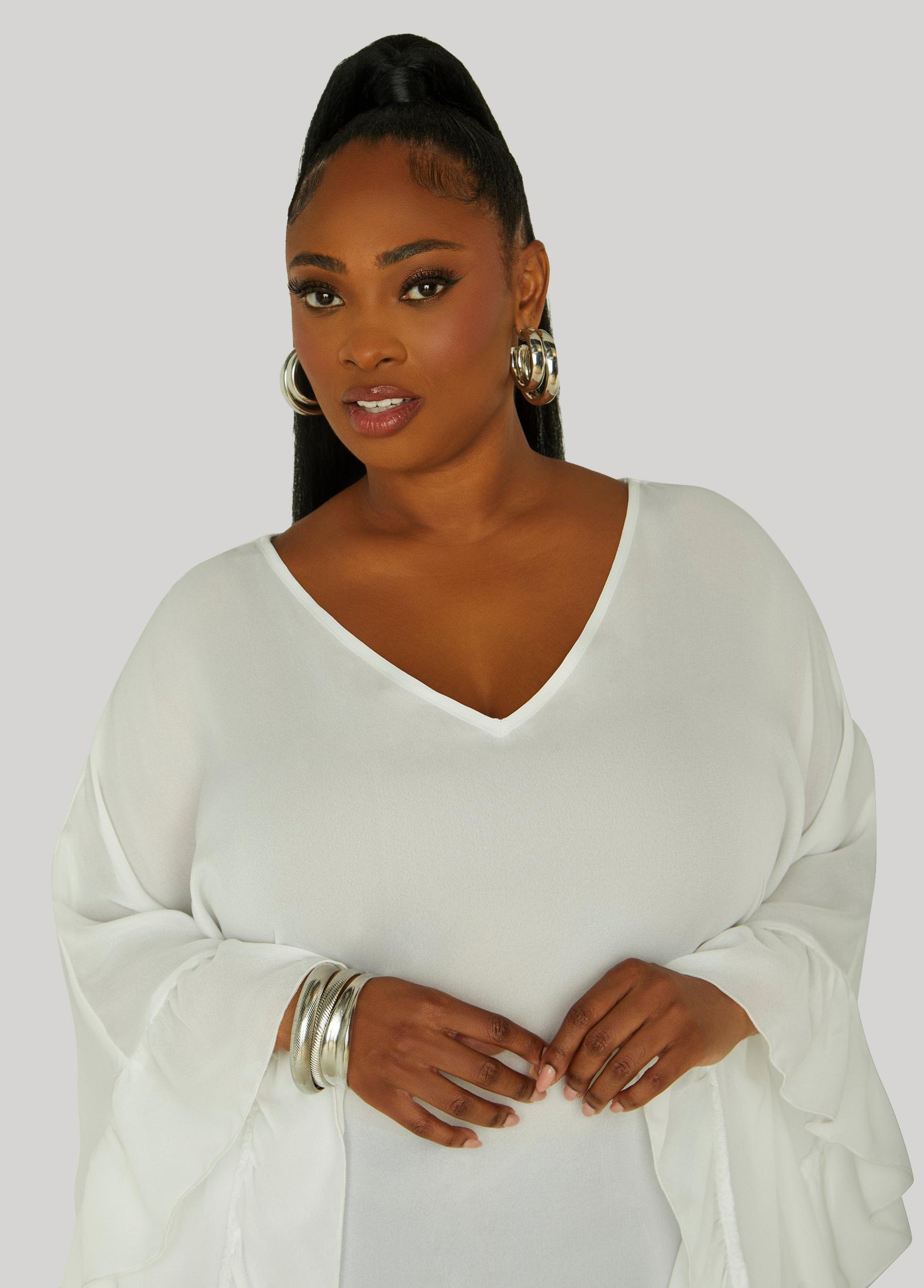 Ruffled Crepe Blouse Product Image