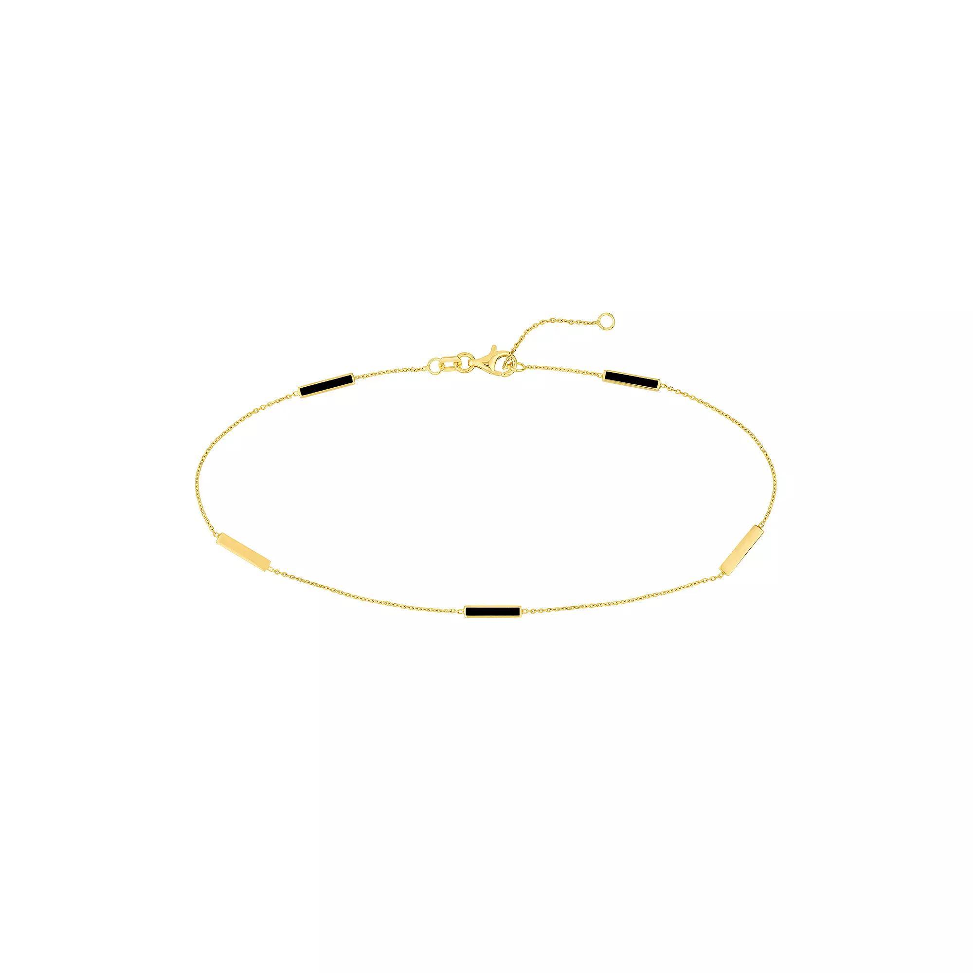 Color Romance 14k Gold & Enamel Bar Alternating Station Anklet, Womens White Product Image