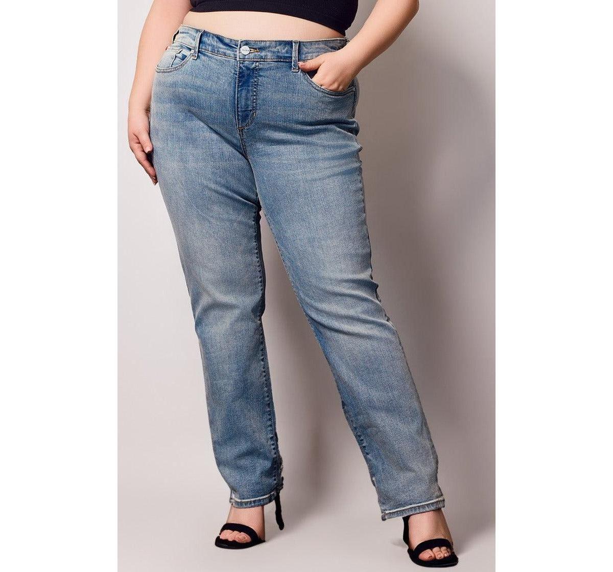 Womens Plus Finley High-Rise Straight-Leg Jeans Product Image