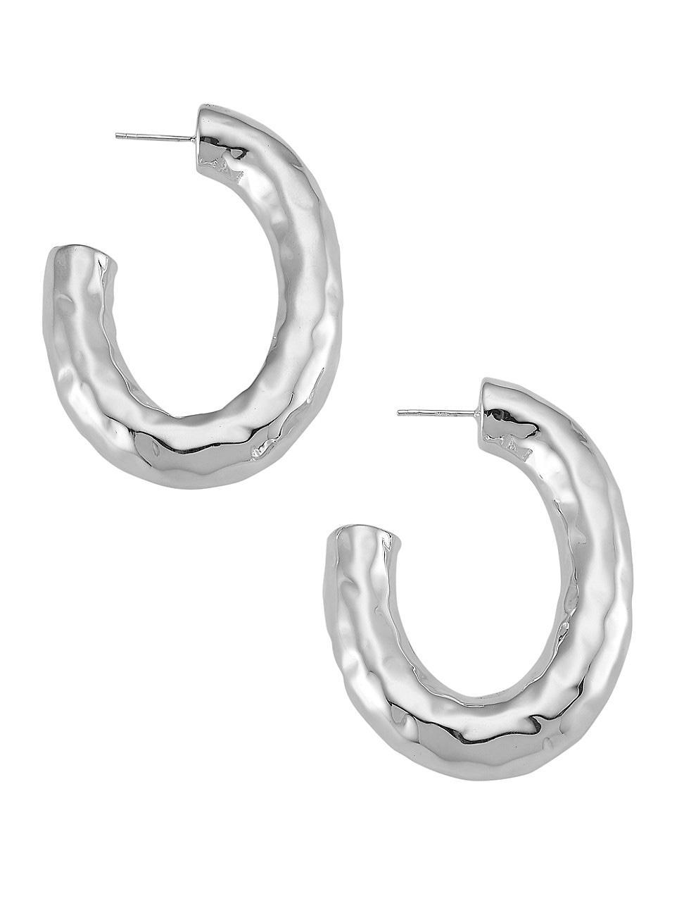 Ippolita Sterling Silver Classico Hammered Oval Large Hoop Earrings Product Image