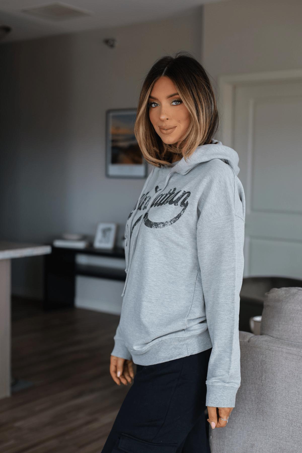 Grey Manhattan 1990 Graphic Hooded Sweatshirt - FINAL SALE Product Image