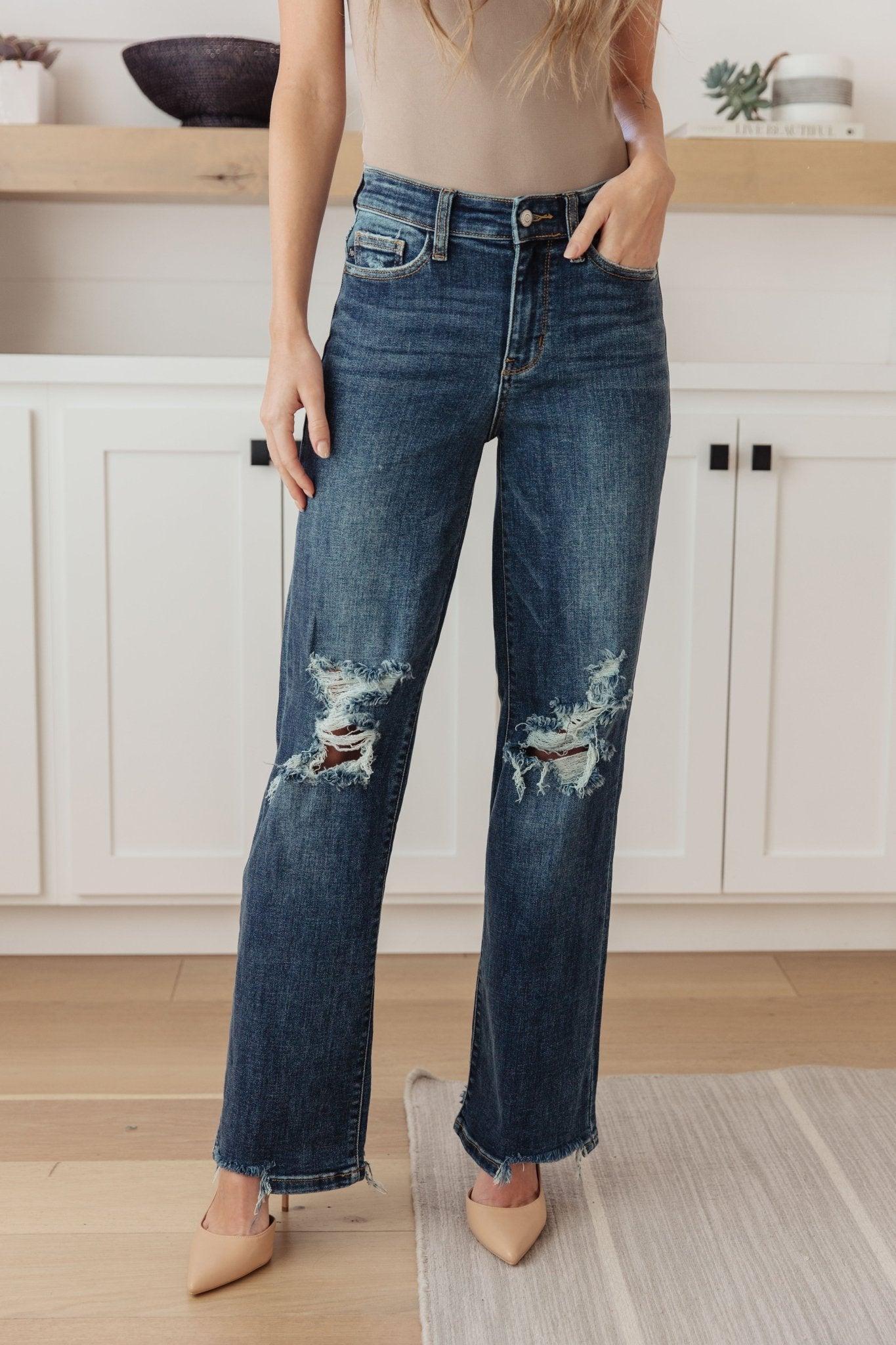 Rose High Rise 90's Straight Jeans in Dark Wash (Online Exclusive) Product Image