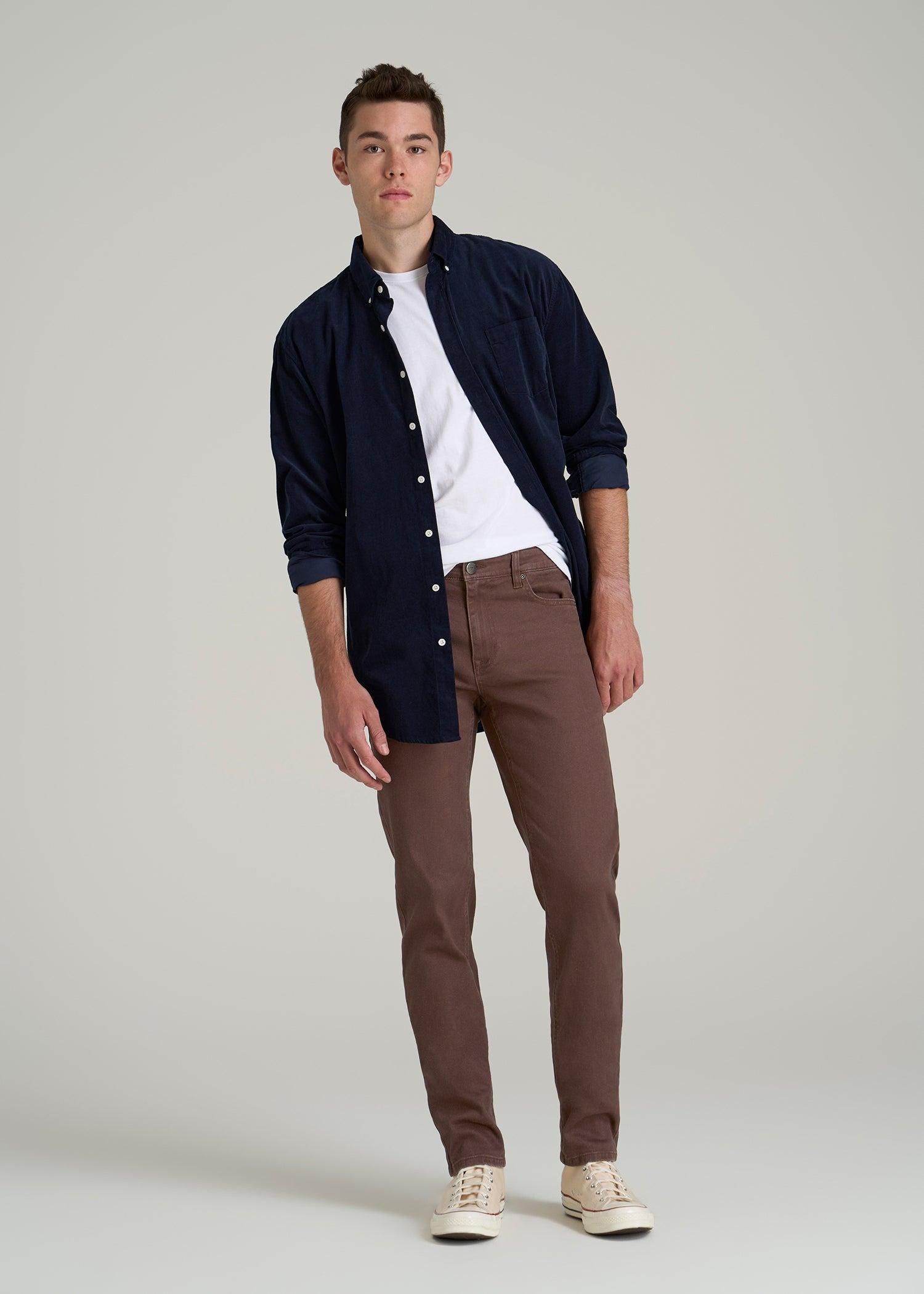 Dylan Slim Fit Colored Jeans for Tall Men in Dark Toffee Product Image