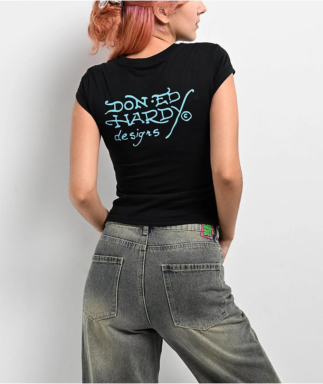 Ed Hardy Dragon Wings Black Crop T-Shirt Product Image