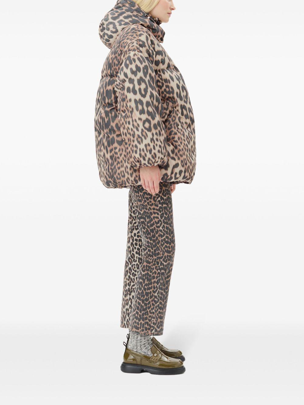 leopard print hooded puffer jacket Product Image