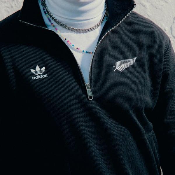 adidas All Blacks Essentials Half-Zip Waffle Sweatshirt All Black M Mens Product Image